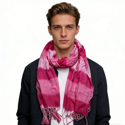 Hot Pink Printed Viscose Scarf - Vibrant Daily Scarf 67inchx24inch