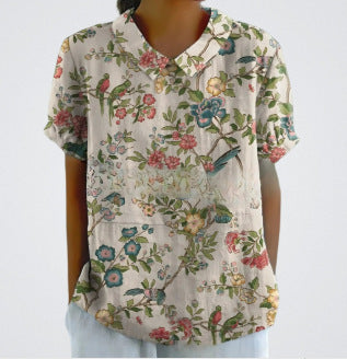 Digital Printing Loose Casual Women's T-shirt Polo Shirt
