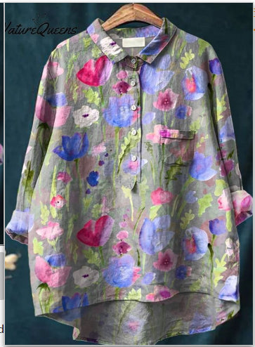 Women's Loose Printed Round Neck Shirt