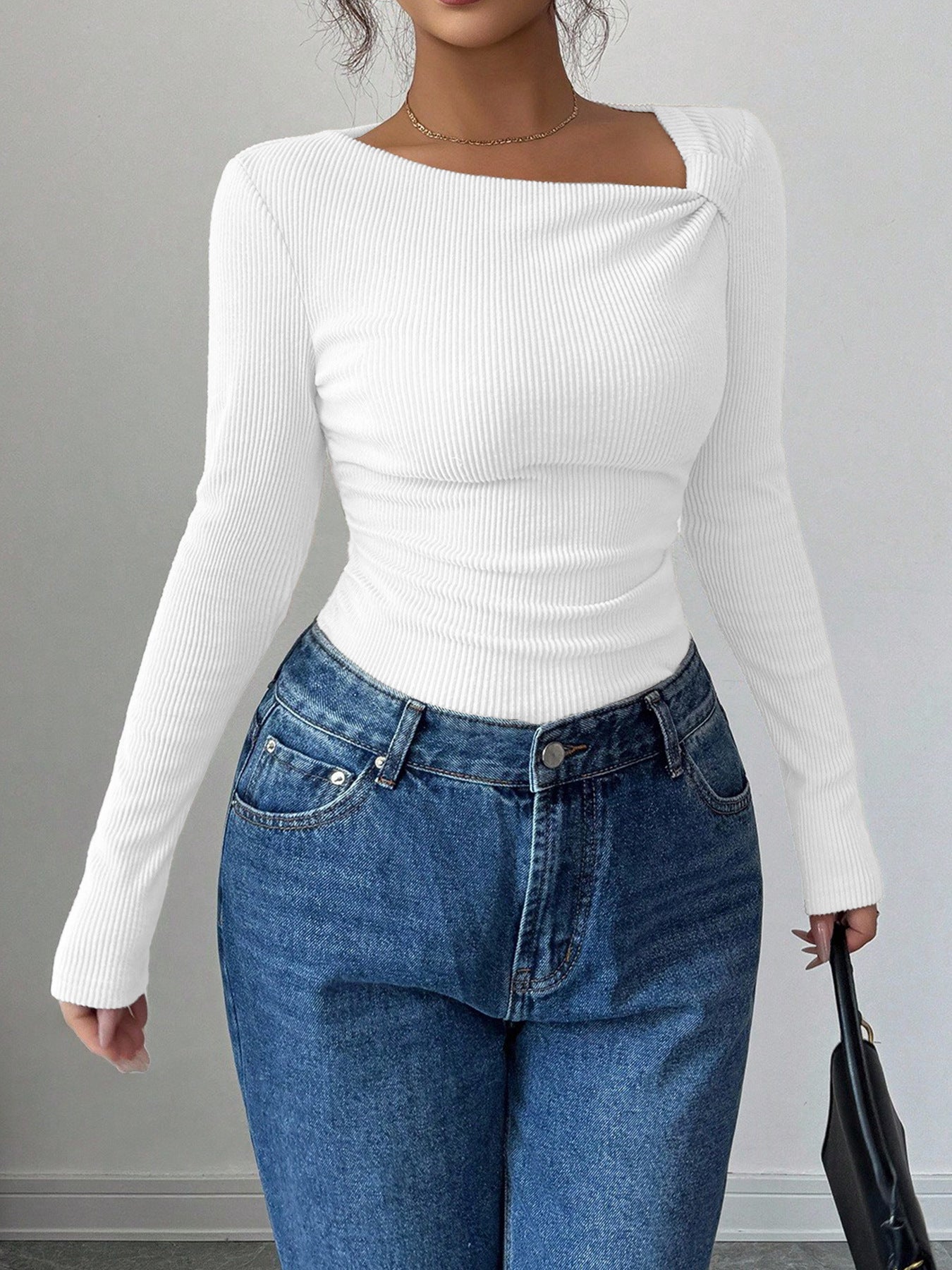 Korean Style Pleating Irregular Design Top