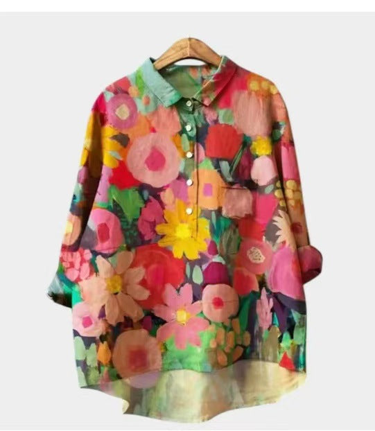 Women's Stretch Print Hawaiian Style Shirt