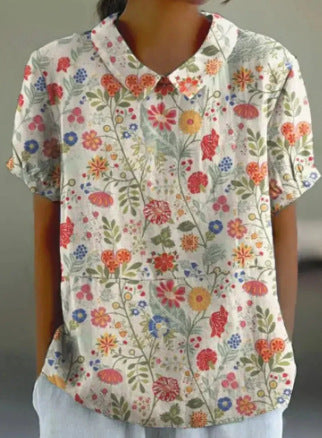 Digital Printing Loose Casual Women's T-shirt Polo Shirt