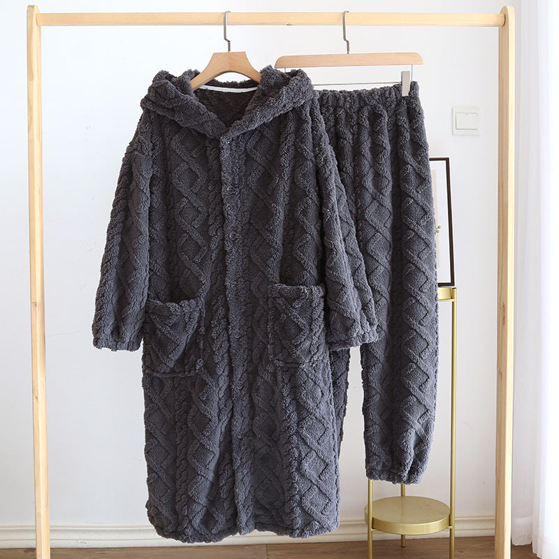 Women's Fashion Fleece Thickening Nightgown Homewear Set