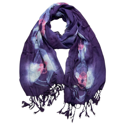 Purple Printed Viscose Scarf - Flowy Boho Scarf 59inchx24inch