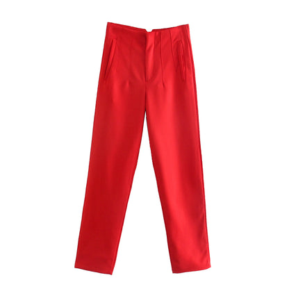 Spring Women's Fashion Seven Color Pendant High Waist Straight Harem Casual Suit Pants