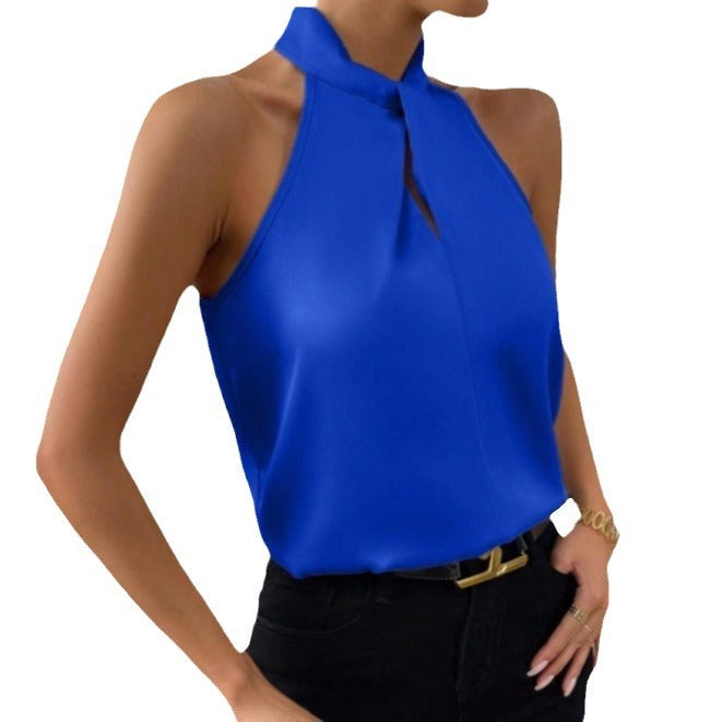 Women's Satin Halter Sleeveless Vest