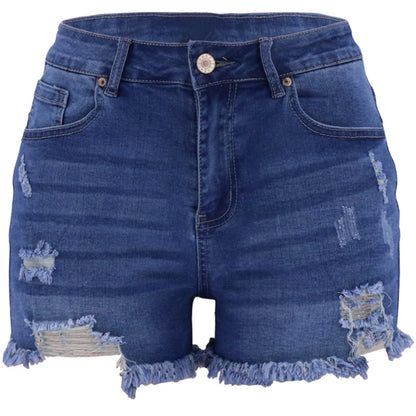 Four-color Ripped High Waist Women's Denim Shorts