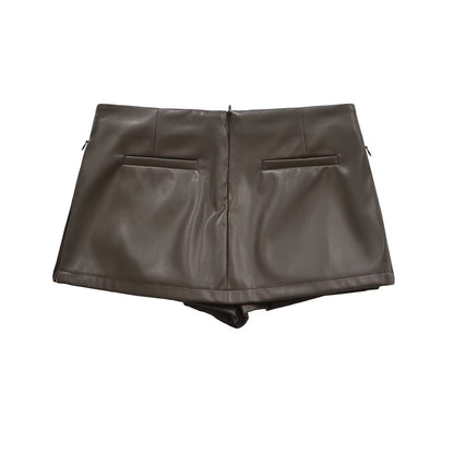 Low Waist Mini Zipper PU Leather Hip Skirt