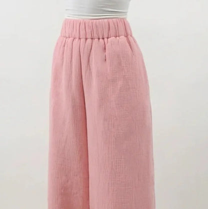 Large Size Summer Silk Ice Wide Leg Pants Women's High Waist Slimming Loose