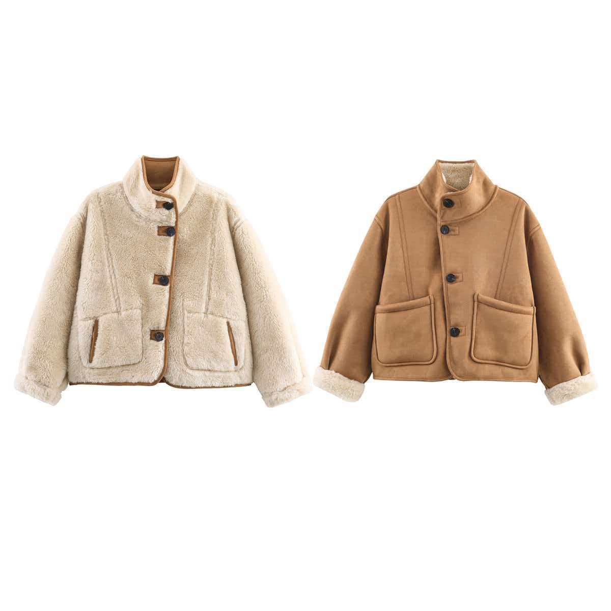 Womens Stylish Versatile Reversible Thermal Jacket