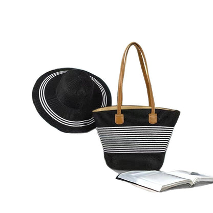 Seaside Vacation Sun Protection Straw Hat Bag Set