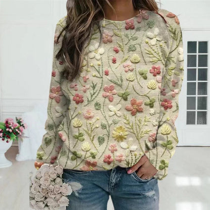 Women's Round Neck Multicolor Sweater