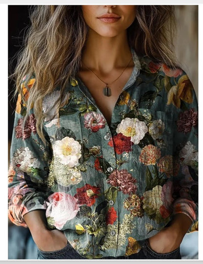 D Printed Exquisite Linen Women's Top
