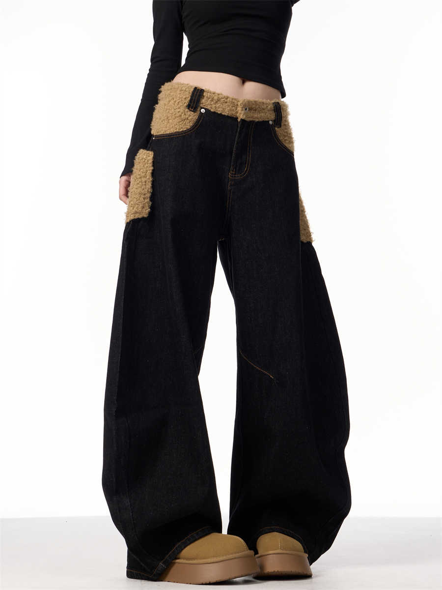 Retro Minority Design Inside-out Wear Stitching Jeans For Women
