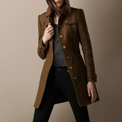Streetwear Women Jackets Lined Double-breasted Ladies Loose Wool Overcoat Elegant Lapel Solid Pocketed Coats For Autumn Winter