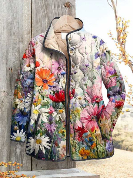 New Stand Collar Autumn And Winter Button Women's Gradient Cotton-padded Sweater