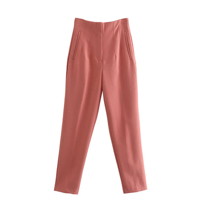 Spring Women's Fashion Seven Color Pendant High Waist Straight Harem Casual Suit Pants