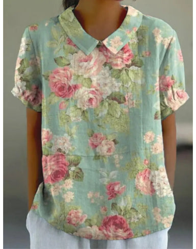 Women's Loose Printed Crew Neck Top