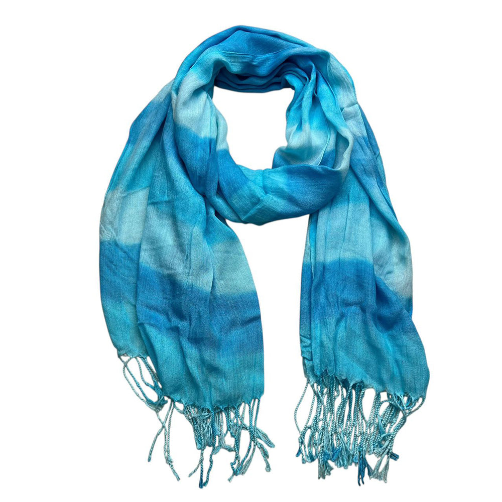 Turquoise Printed Viscose Scarf - Summer Essential Scarf 67inchx24inch