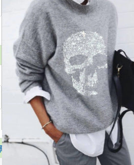 Women's Fashion Wearing Flower Print Loose Long Sleeve Top