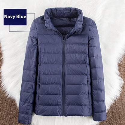Stand-up Collar Down Short Lightweight And Extra Thick Slim Jacket
