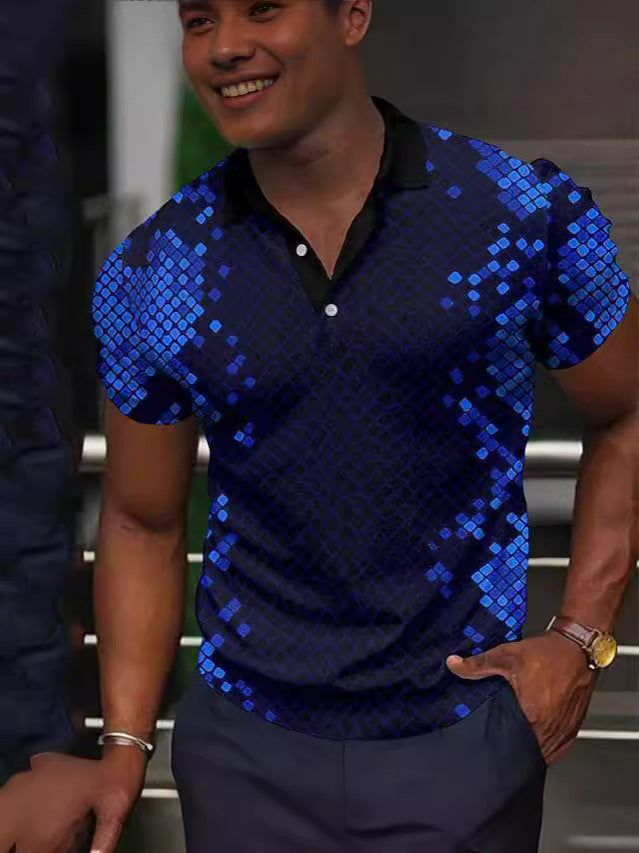 Fashion Printed Lapel Short Sleeves