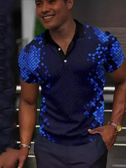 Fashion Printed Lapel Short Sleeves