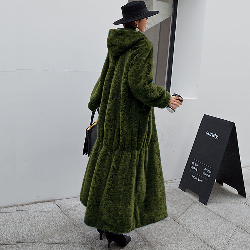 New Fur Coat Women's Hooded Long Coat