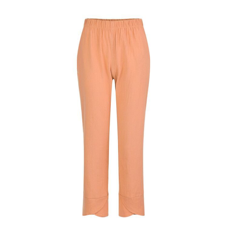Cotton Sack Trousers With Loose Solid Color Elastic Waist And Side Pockets