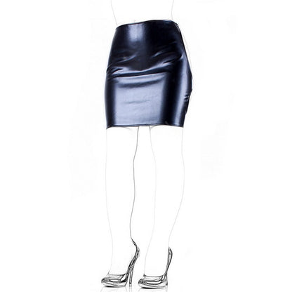 Aisle's Sexy Black Soft PU Sexy Tight-fitting Bag Field Training Short Skirt