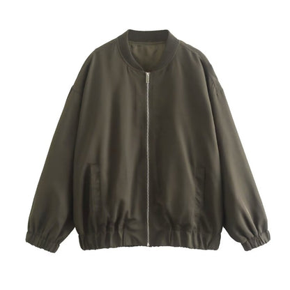 Women's Fashion Stand Collar Loose Flight Jacket