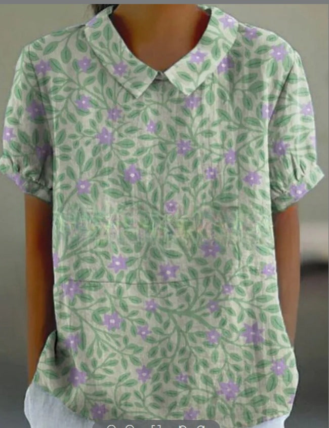Lapel Short Sleeve Elegant Women