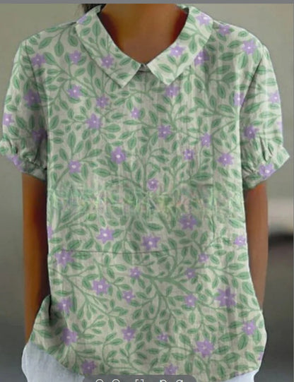 Lapel Short Sleeve Elegant Women