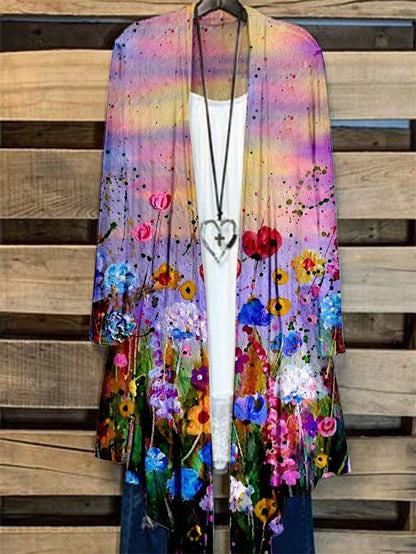 Kvinders Farve Oliemaleri Casual Cardigan