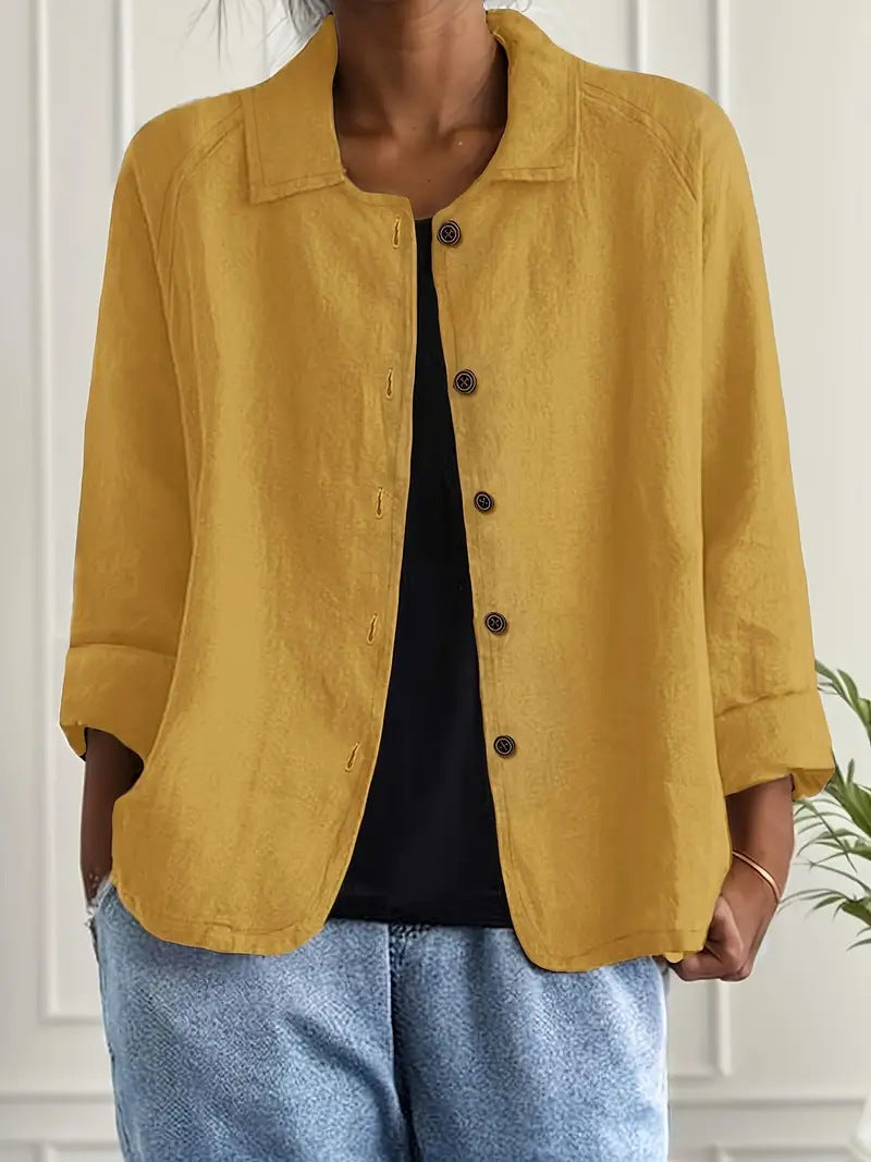 European And American Cotton And Linen Shirt Women's Casual Slimming Cardigan Coat