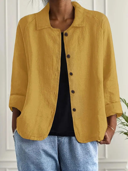European And American Cotton And Linen Shirt Women's Casual Slimming Cardigan Coat