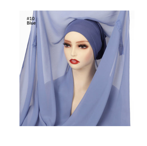 Lazy Chiffon Convenient Headscarf Magnetic Buckle Fixed Anti-drop Solid Color